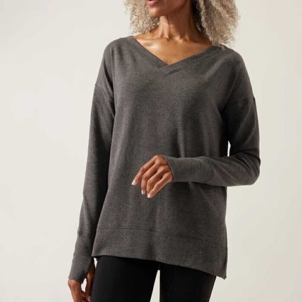 Athleta Coastal Luxe Sweatshirt In Charcoal Grey size small